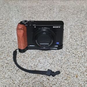 Sony Black Camera with Wooden Grip